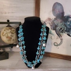 Turquoise cross necklace